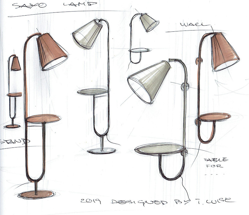 At the fair, 4ROOM will present the new SAXO floor luminaire with small table.